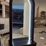 Black Free Standing Curved Mirror | Modern Full-Length Design