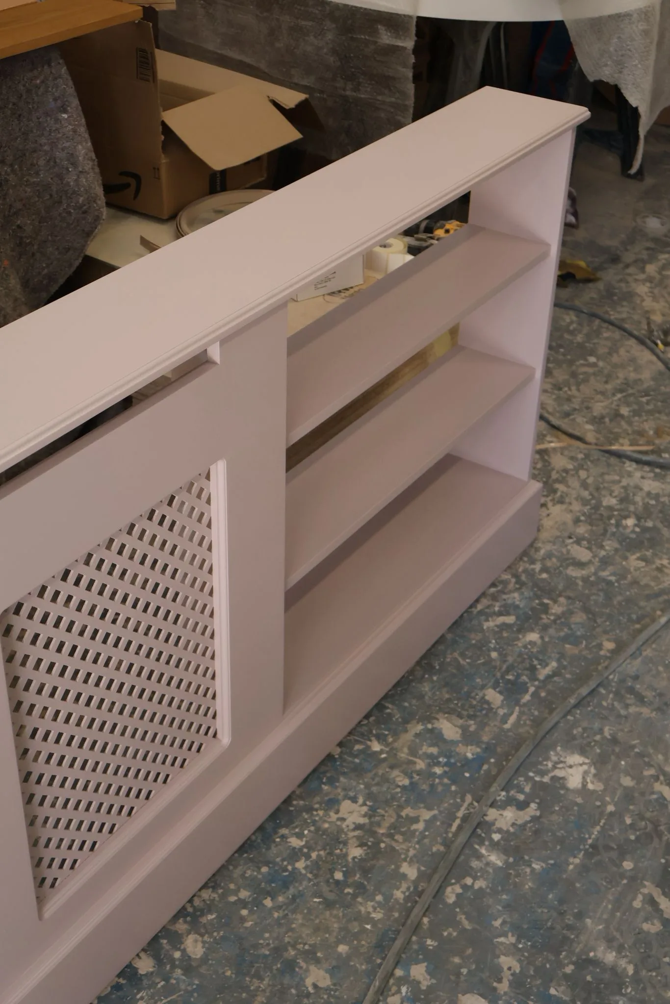 The Chelsea: Bespoke Painted Radiator Cover with Integrated Shelving