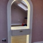 Curved Mirror with Drawer | Elegant Statement Piece for Modern Interiors