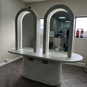 Double Arched Mirror Salon Island Unit | 4-Station Centrepiece