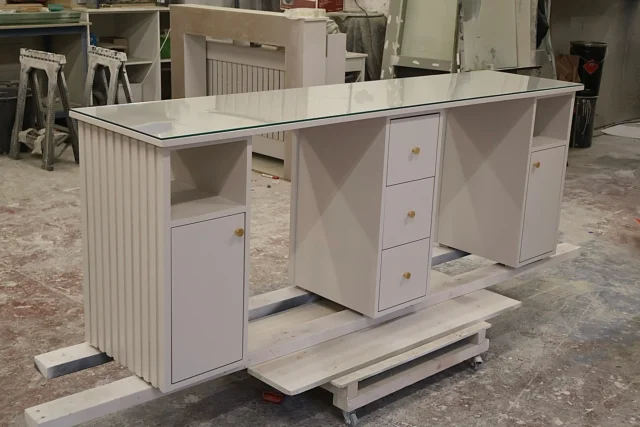 Bespoke Nail Desk Two person station, Finished in F&B shaded white 🤍